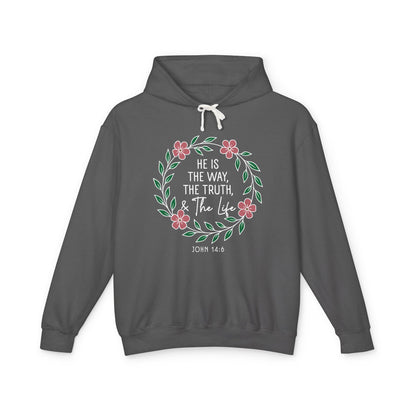 He Is The Way The Truth & The Life Flowers "John 14:6" 100% Cotton Hoodie