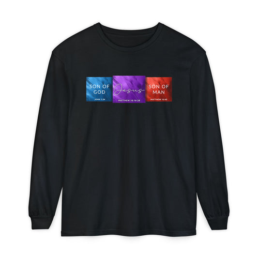 Son of Man Son of God Cotton T‑Shirt — Christian Faith Graphic Long Sleeve Tee