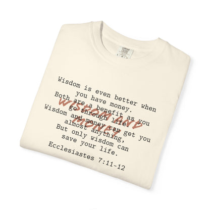 Wisdom and Money Ecclesiastes 7:11-12 100% Cotton T-Shirt — Spanish Wise Woman Bible Verse