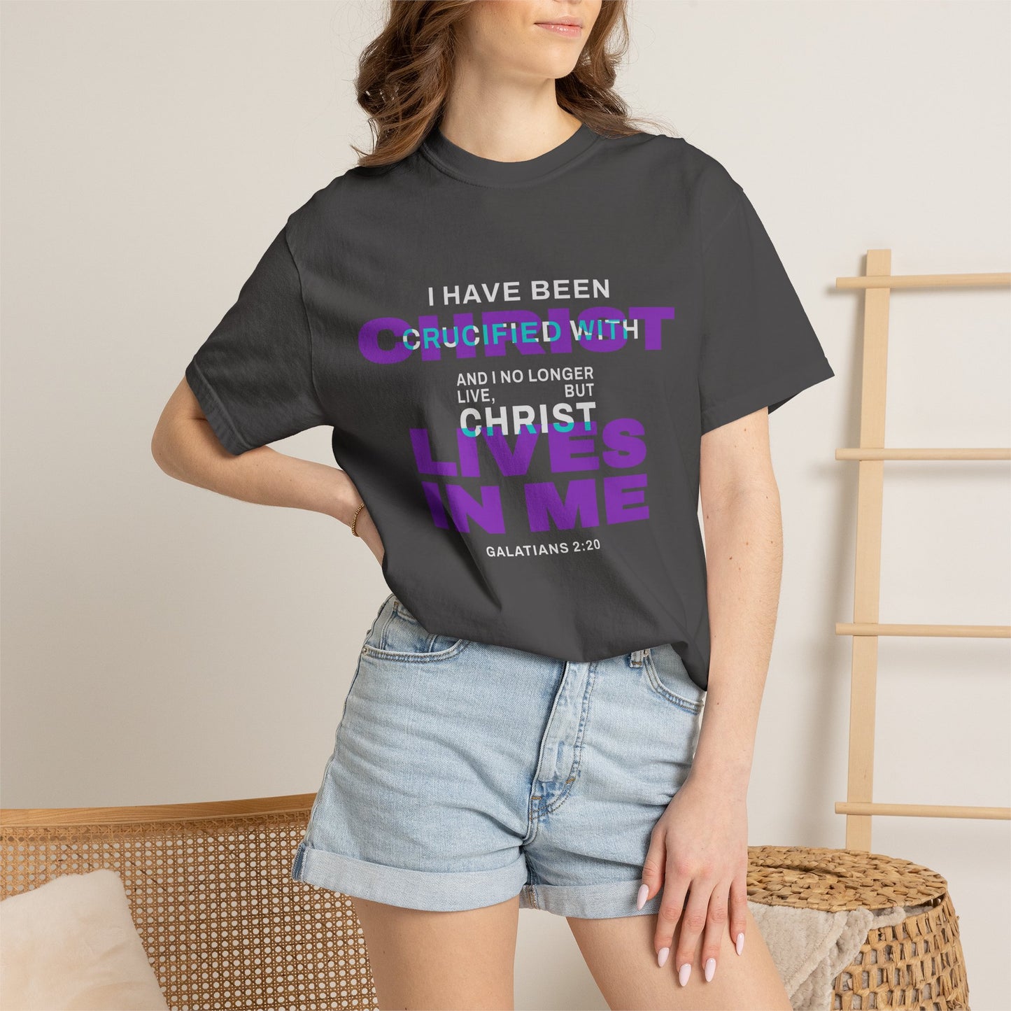 I have been Crucified with Christ "Galatians 2:20" Purple 100% Cotton T-Shirt