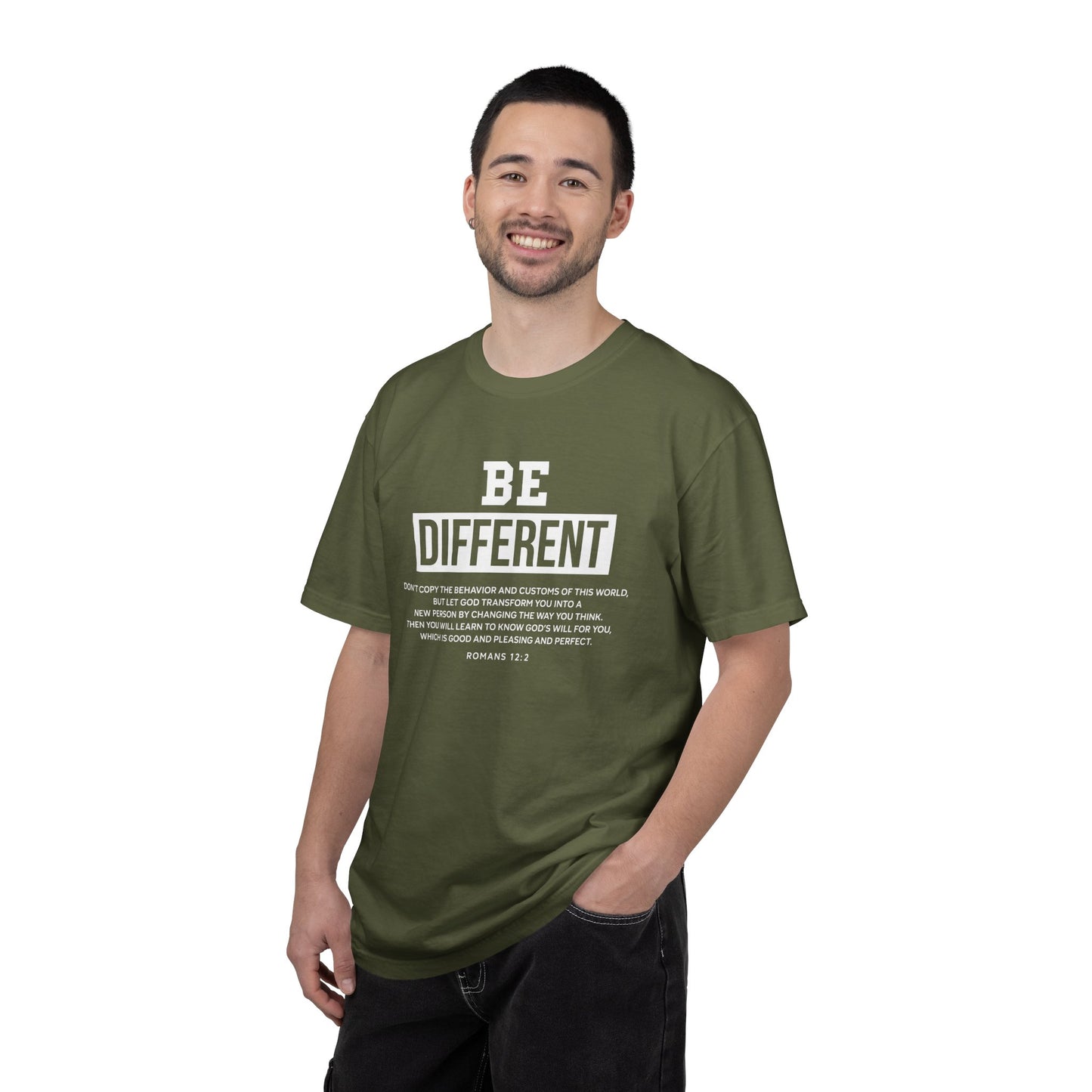 Be Different Romans 12:2 T-Shirt — Christian Faith Graphic T-shirt