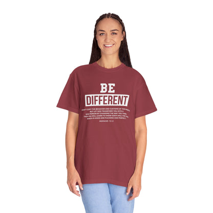 Be Different Romans 12:2 T-Shirt — Christian Faith Graphic T-shirt