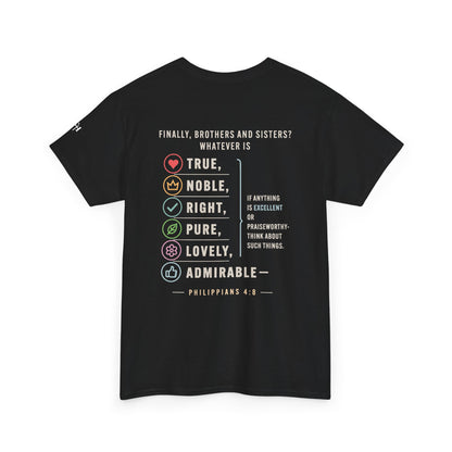 Philippians 4:8 True Noble Right Pure Lovely Adorably Christian T-Shirt