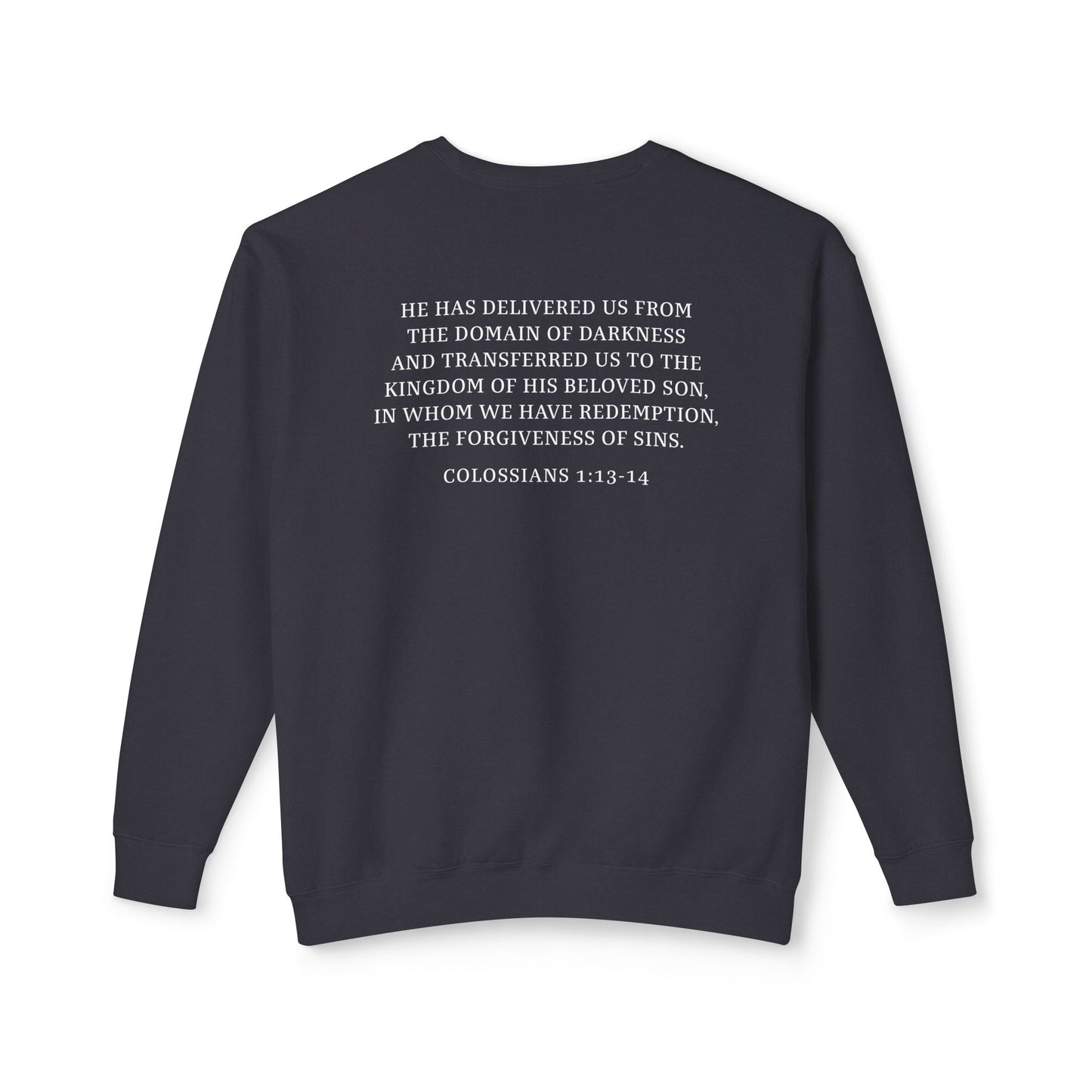 Rescued Colossians 1:13 Cotton Crewneck Sweatshirt — Bible Verse Christian Pullover
