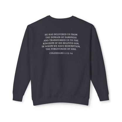 Rescued Colossians 1:13 Cotton Crewneck Sweatshirt — Bible Verse Christian Pullover
