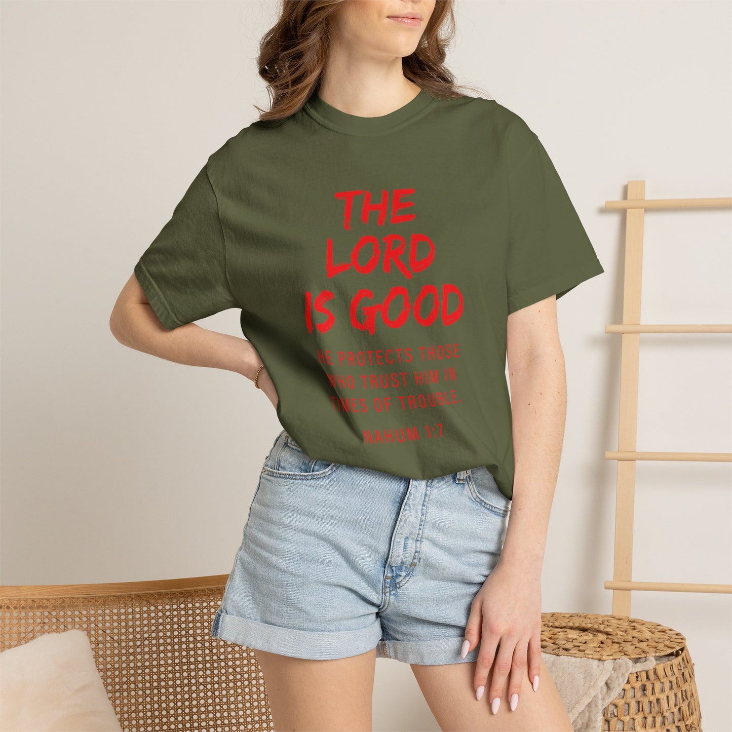 The Lord is Good "Nahum 1:7" Red T-Shirt