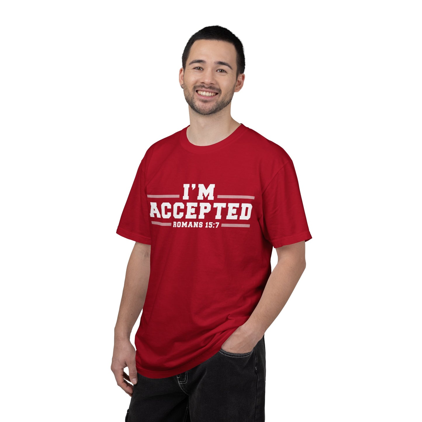 I'm Accepted "Romans 15:7" Cotton T-Shirt — Faith-Inspired Christian Tee