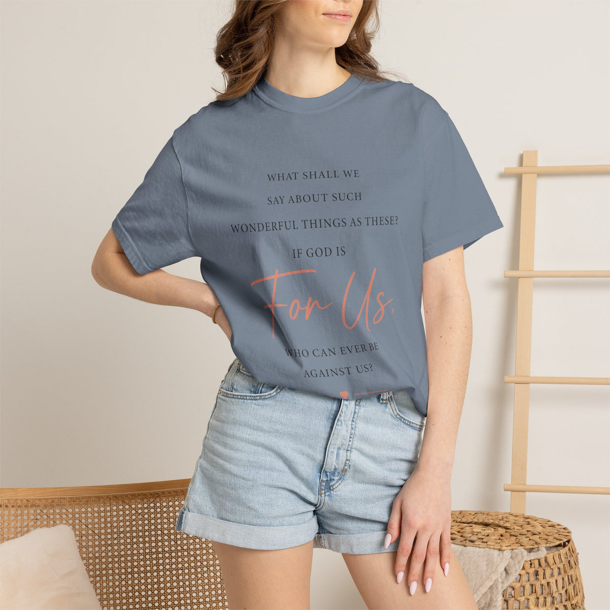 For Us Garment-Dyed Tee — Inspirational Script Christian T-Shirt
