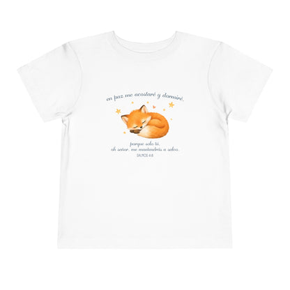 Toddler Tee - Sleeping Fox Illustration with 'En Paz Me Acostare' Spanish Design