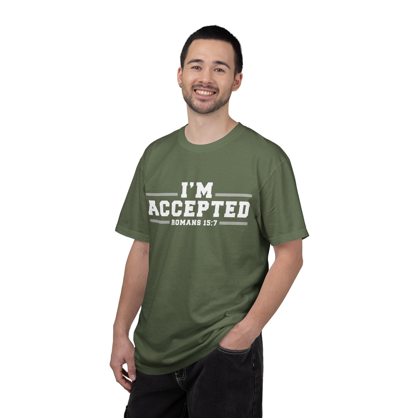 I'm Accepted "Romans 15:7" Cotton T-Shirt — Faith-Inspired Christian Tee