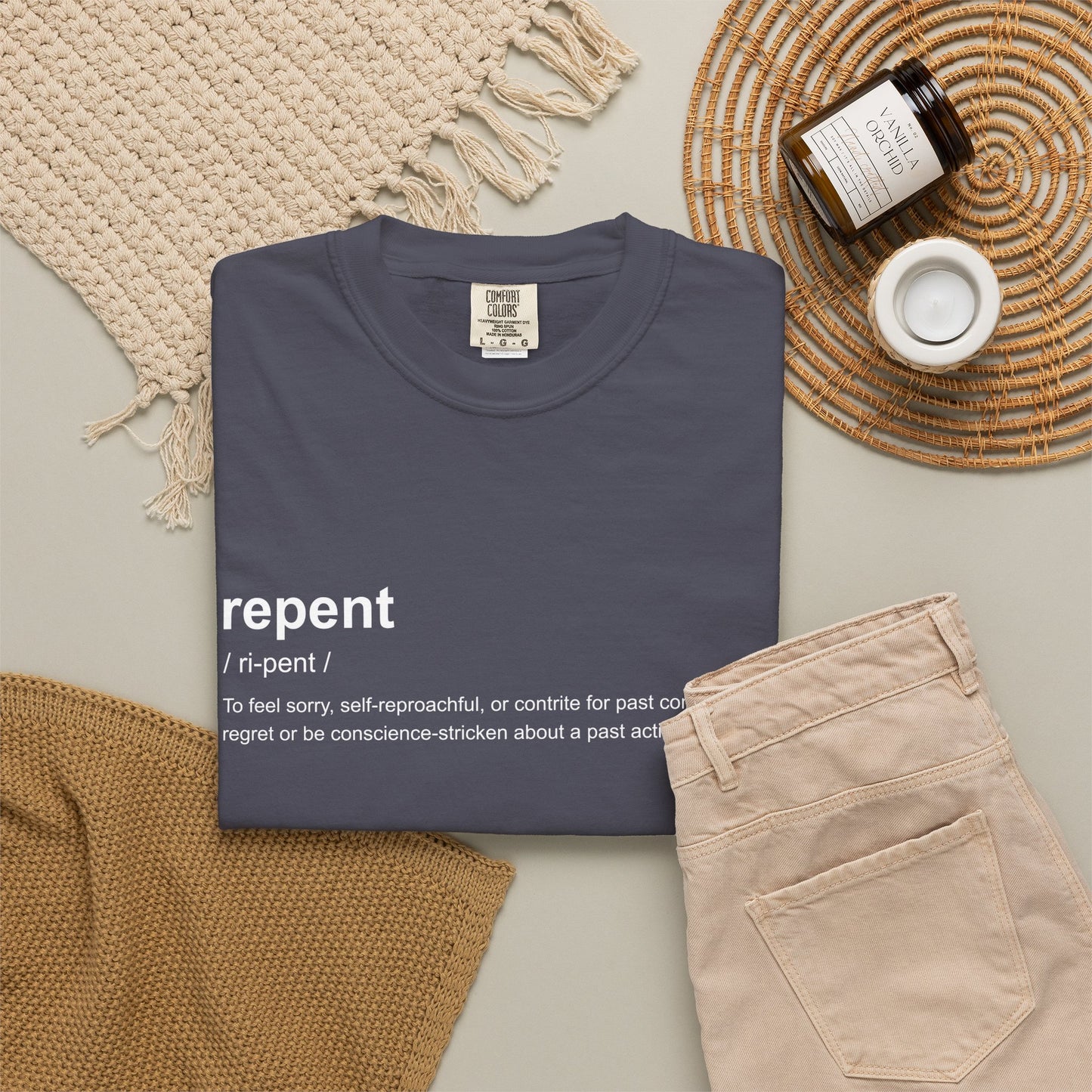 Repent Definition T-Shirt — 100% Cotton Garment-Dyed
