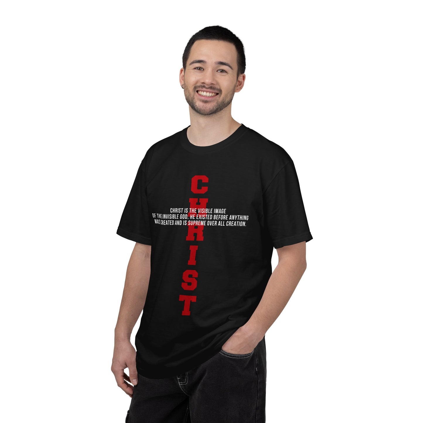 CHRIST the visible image of the invisible God Cotton T-shirt — Faith-Based Christian Tee