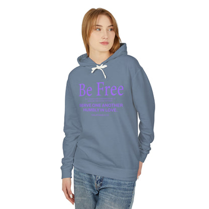 Be Free "Galatians 5:13" PURPLE 100% Cotton Hoodie