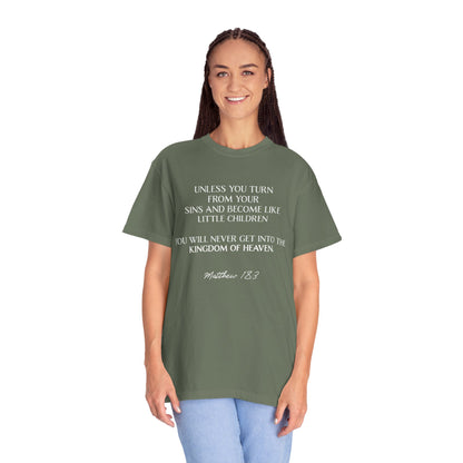 Matthew 18:3 100% Cotton T-shirt — Christian Scripture Tee