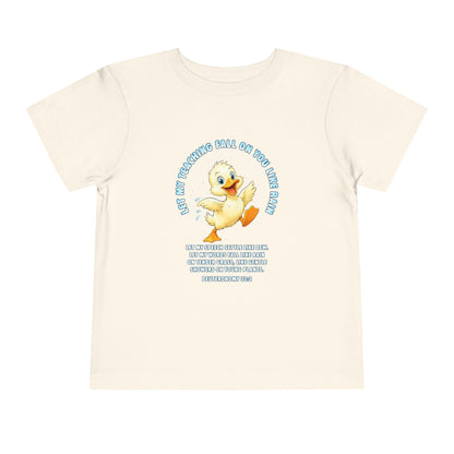 Toddler Tee — Cute Duck Graphic with "Let my teaching fall like rain"