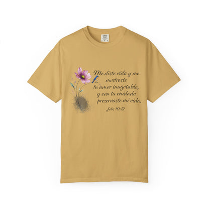 Inspirational Spanish Bible Verse T-Shirt – John 10:12 Floral Tee