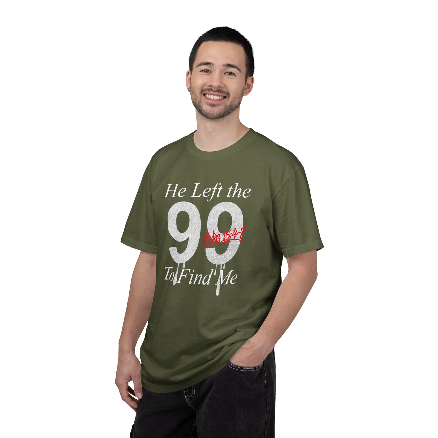He Left the 99 Luke 15:4-7 T-Shirt — Christian Faith Parable Tee 100% Cotton