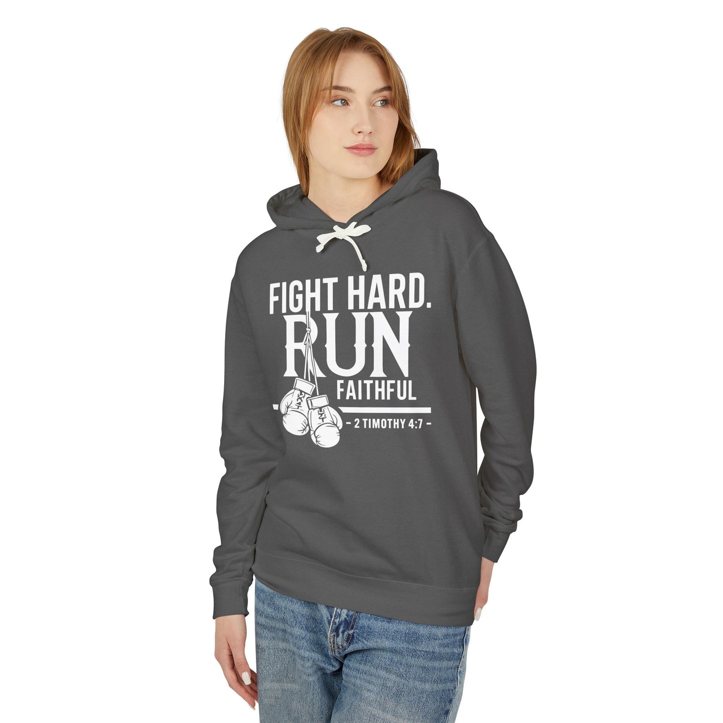 Fight Hard 2 Timothy 4:7 Long Sleeve T‑Shirt — Inspirational Christian Scripture  Faith-Based Christian Hoodie