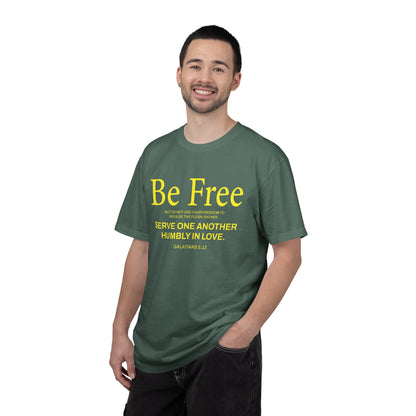 Be Free "Galatians 5:13" Yellow 100% Cotton T-Shirt