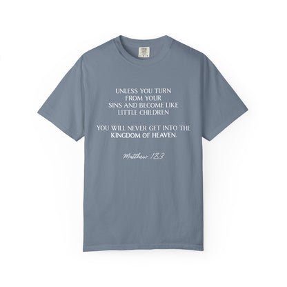 Matthew 18:3 100% Cotton T-shirt — Christian Scripture Tee