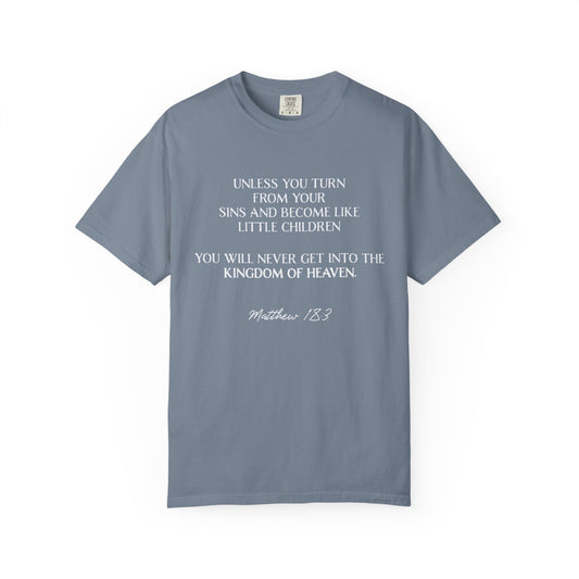 Matthew 18:3 100% Cotton T-shirt — Christian Scripture Tee