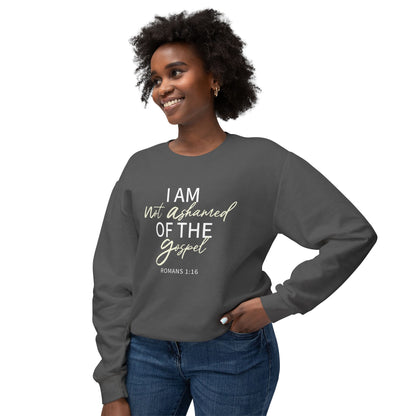 Romans 1:16 Beige Cotton Sweatshirt — Faith Verse Crewneck