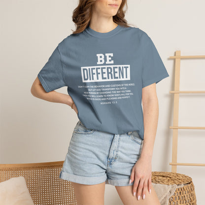 Be Different Romans 12:2 T-Shirt — Christian Faith Graphic T-shirt