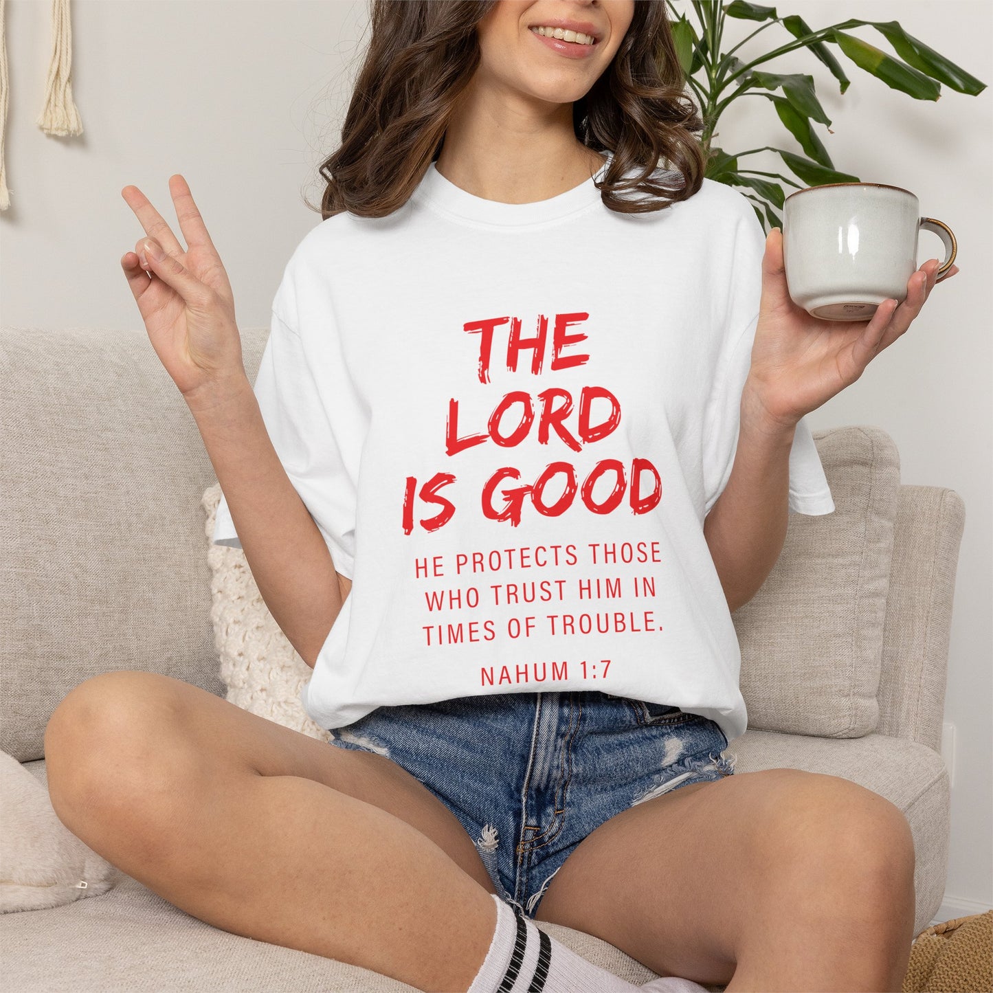 The Lord is Good "Nahum 1:7" Red T-Shirt