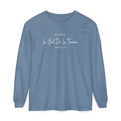 Somos la Sal de la Tierra Mateo 5:13 100% Cotton long Sleeve -Shirt — Spanish Wise Woman Bible Verse