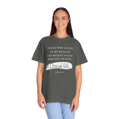 John 5:24 'Eternal Life' T-Shirt — Faith-Based Cotton Tee
