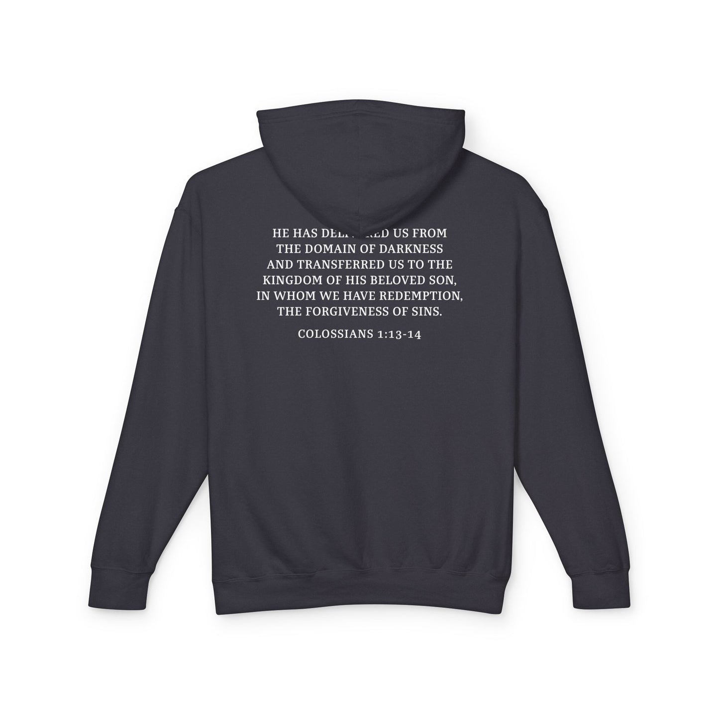 Rescued Colossians 1:13 Cotton Hoodie — Bible Verse Inspirational Hooded Sweatshirt