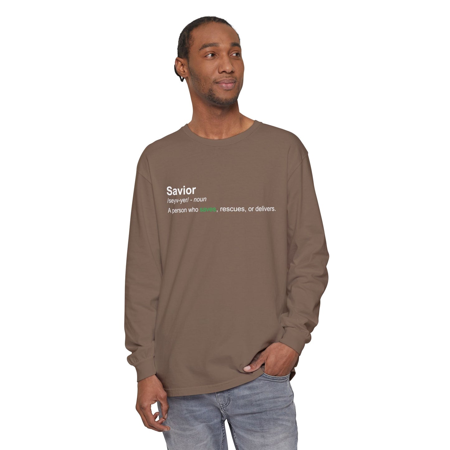 Savior Definition 100% cotton Long Sleeve Comfort Color