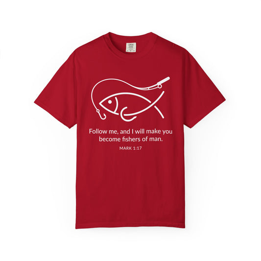 Follow Me Christian Fish T-Shirt – “I Will Make You Fishers of Men” Mark 1:17
