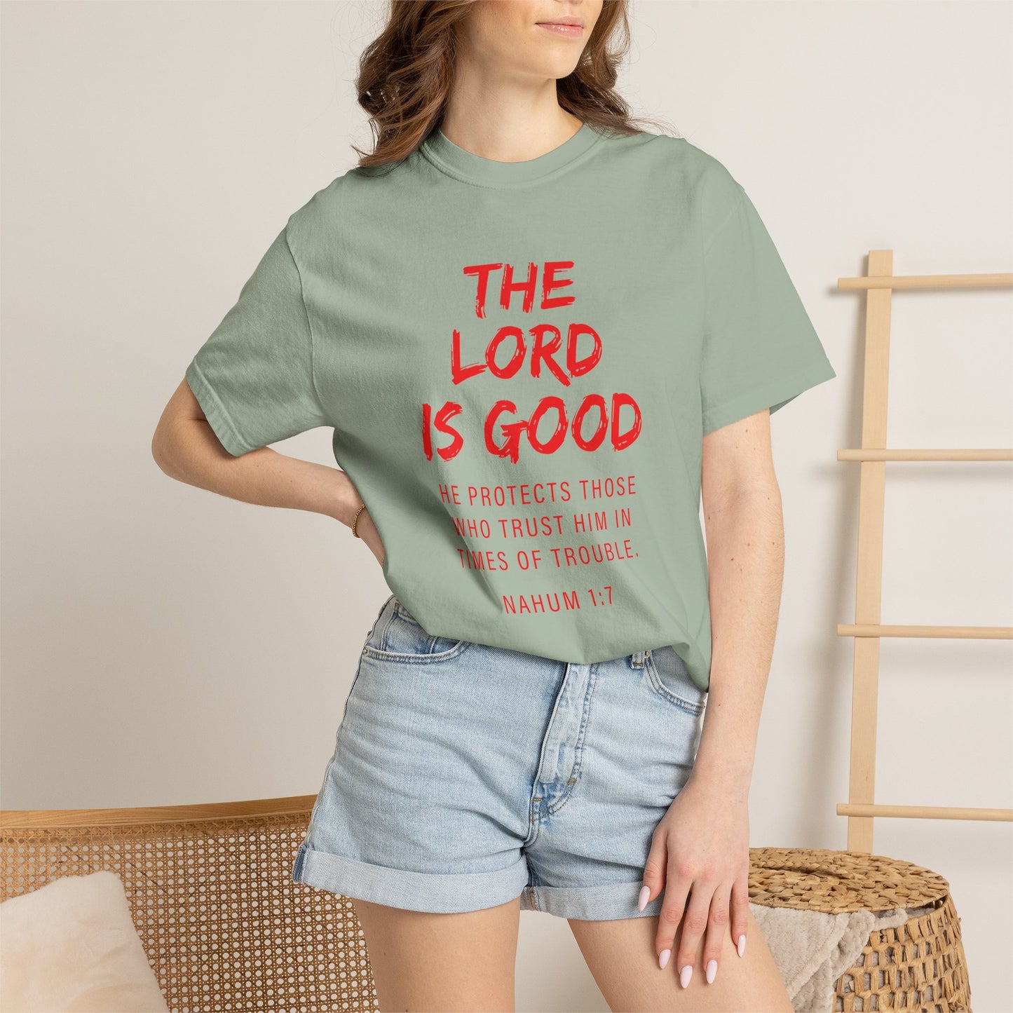 The Lord is Good "Nahum 1:7" Red T-Shirt