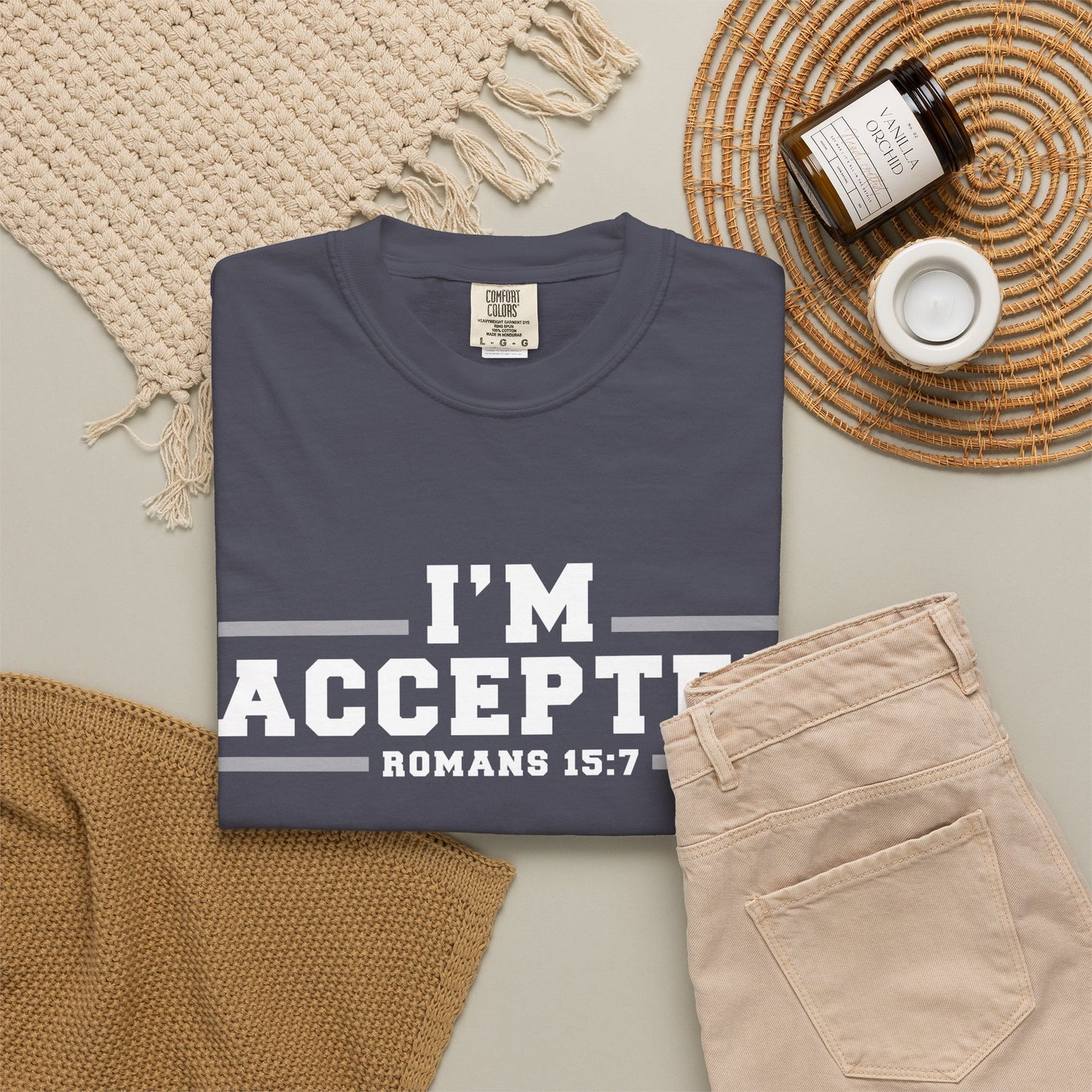 I'm Accepted "Romans 15:7" Cotton T-Shirt — Faith-Inspired Christian Tee