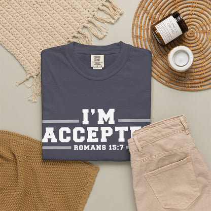 I'm Accepted "Romans 15:7" Cotton T-Shirt — Faith-Inspired Christian Tee