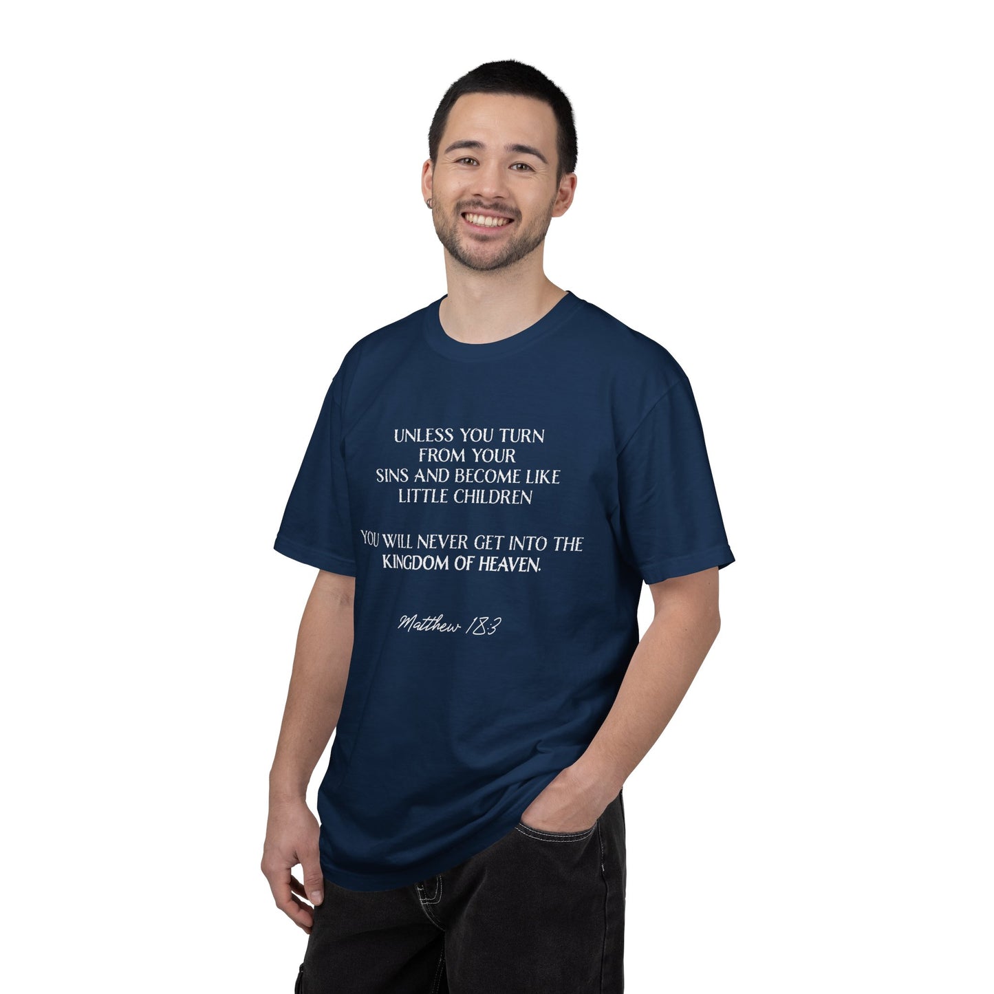 Matthew 18:3 100% Cotton T-shirt — Christian Scripture Tee