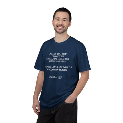 Matthew 18:3 100% Cotton T-shirt — Christian Scripture Tee
