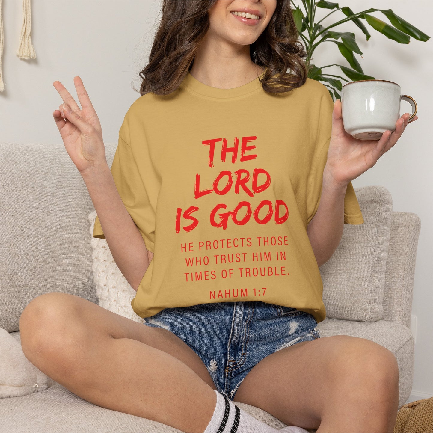 The Lord is Good "Nahum 1:7" Red T-Shirt