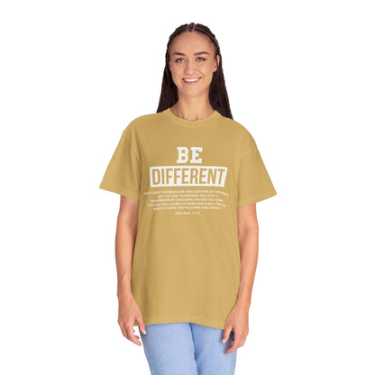 Be Different Romans 12:2 T-Shirt — Christian Faith Graphic T-shirt