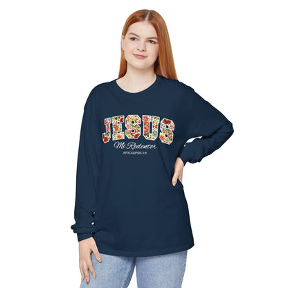 Jesus Mi Redentor Long Sleeve-Shirt — Spanish Christian Faith Tee 100% Cotton