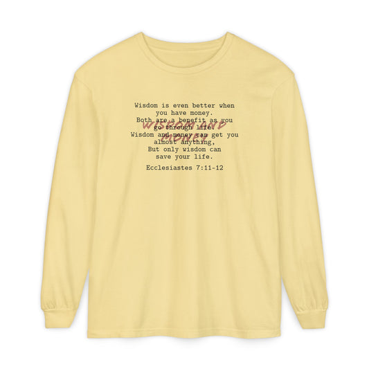 Biblical Wisdom Long Sleeve T-Shirt — Faith Scripture Tee