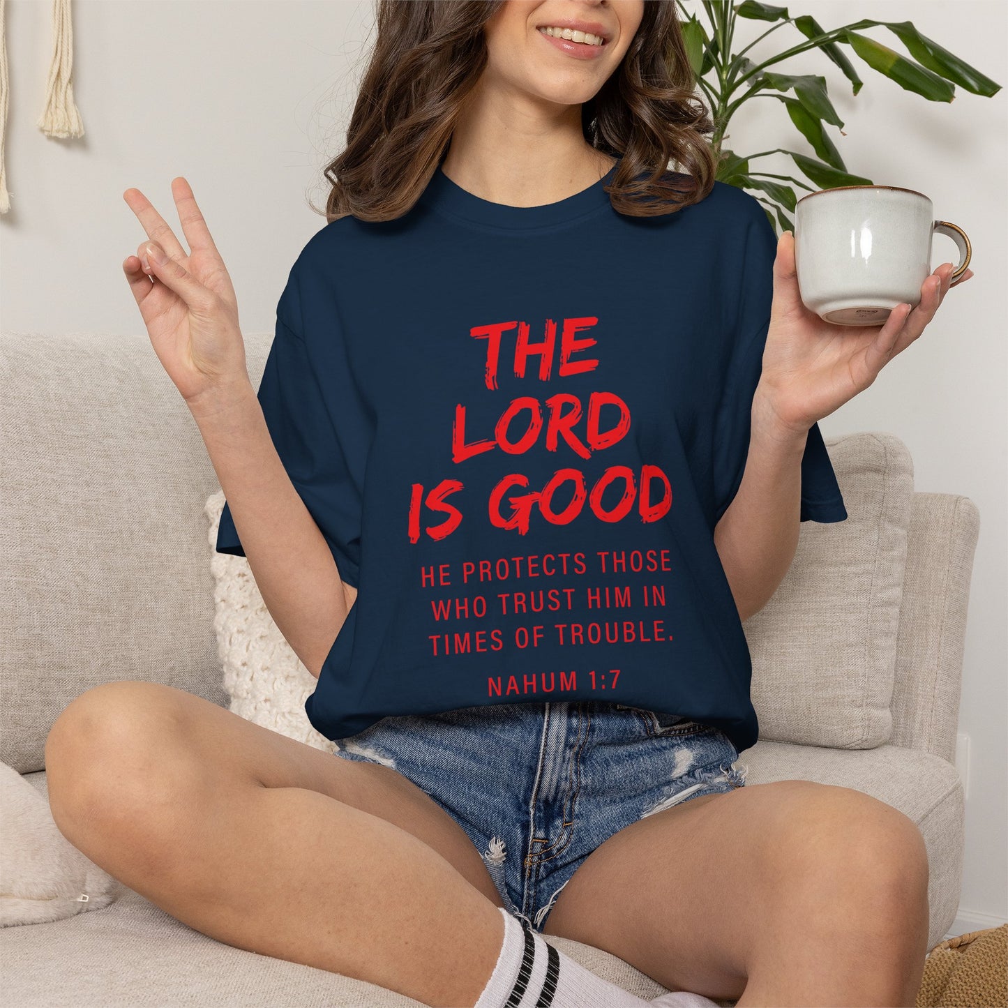 The Lord is Good "Nahum 1:7" Red T-Shirt
