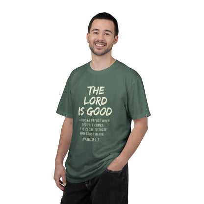 The Lord is Good "Nahum 1:7" Beige 100% cotton T-shirt