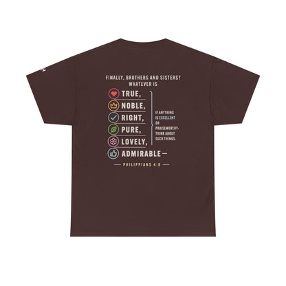 Philippians 4:8 True Noble Right Pure Lovely Adorably Christian T-Shirt