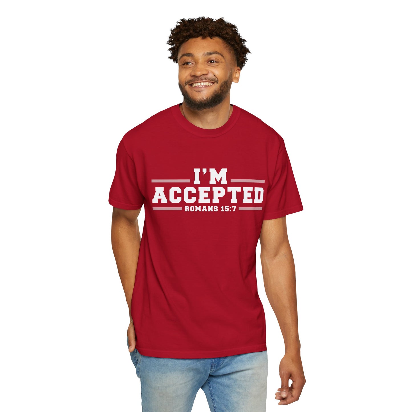 I'm Accepted "Romans 15:7" Cotton T-Shirt — Faith-Inspired Christian Tee