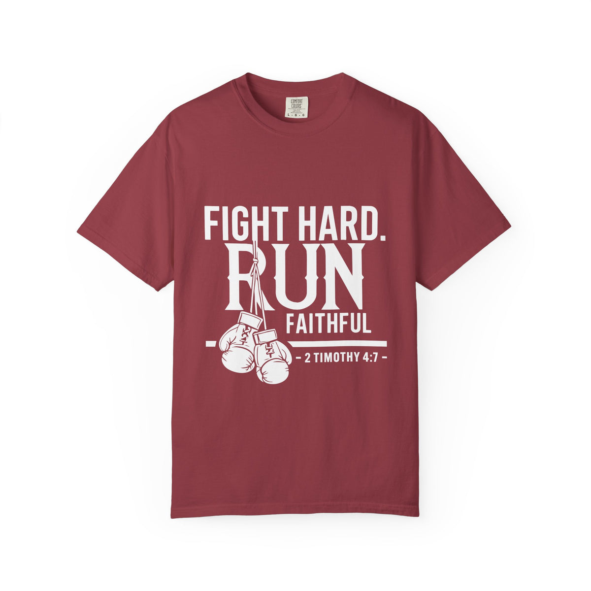 Fight Hard Run Faithful T-Shirt — Christian Boxing Inspirational Tee (2 Timothy 4:7)