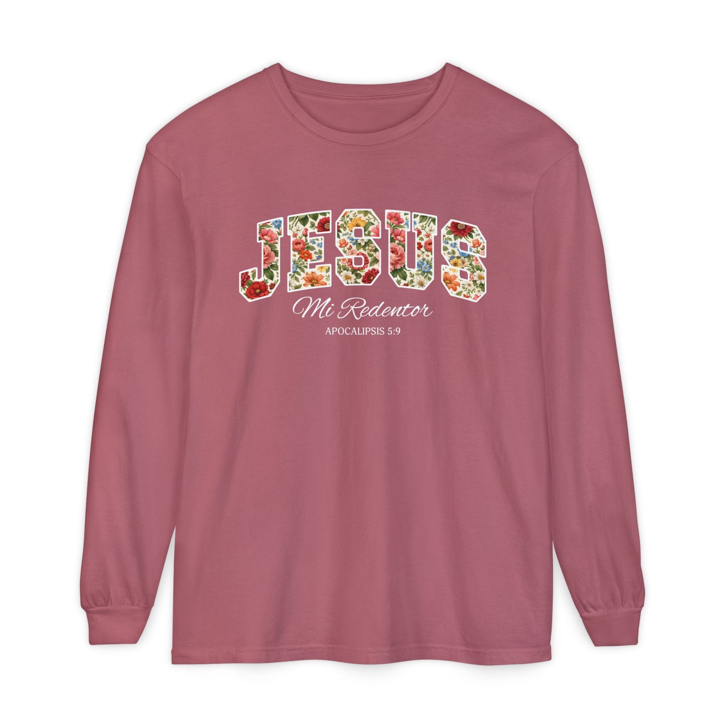 Jesus Mi Redentor Long Sleeve-Shirt — Spanish Christian Faith Tee 100% Cotton