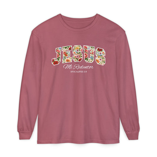 Jesus Mi Redentor Long Sleeve-Shirt — Spanish Christian Faith Tee 100% Cotton