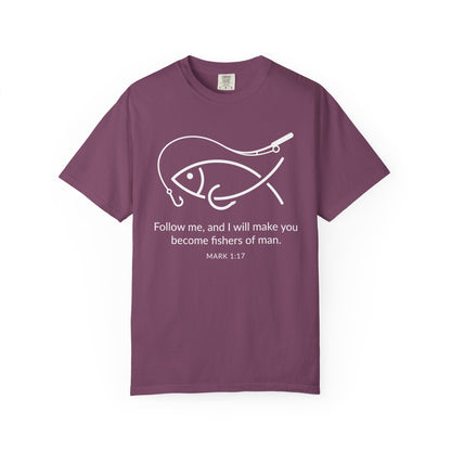 Follow Me Christian Fish T-Shirt – “I Will Make You Fishers of Men” Mark 1:17